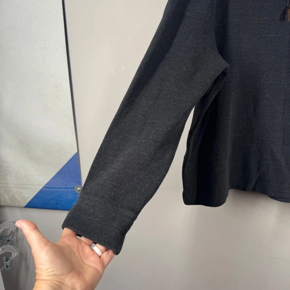 Polo Ralph Lauren Mens 1/4 Zip Pullover Charcoal Gray Black Cotton Sweater Sz L
